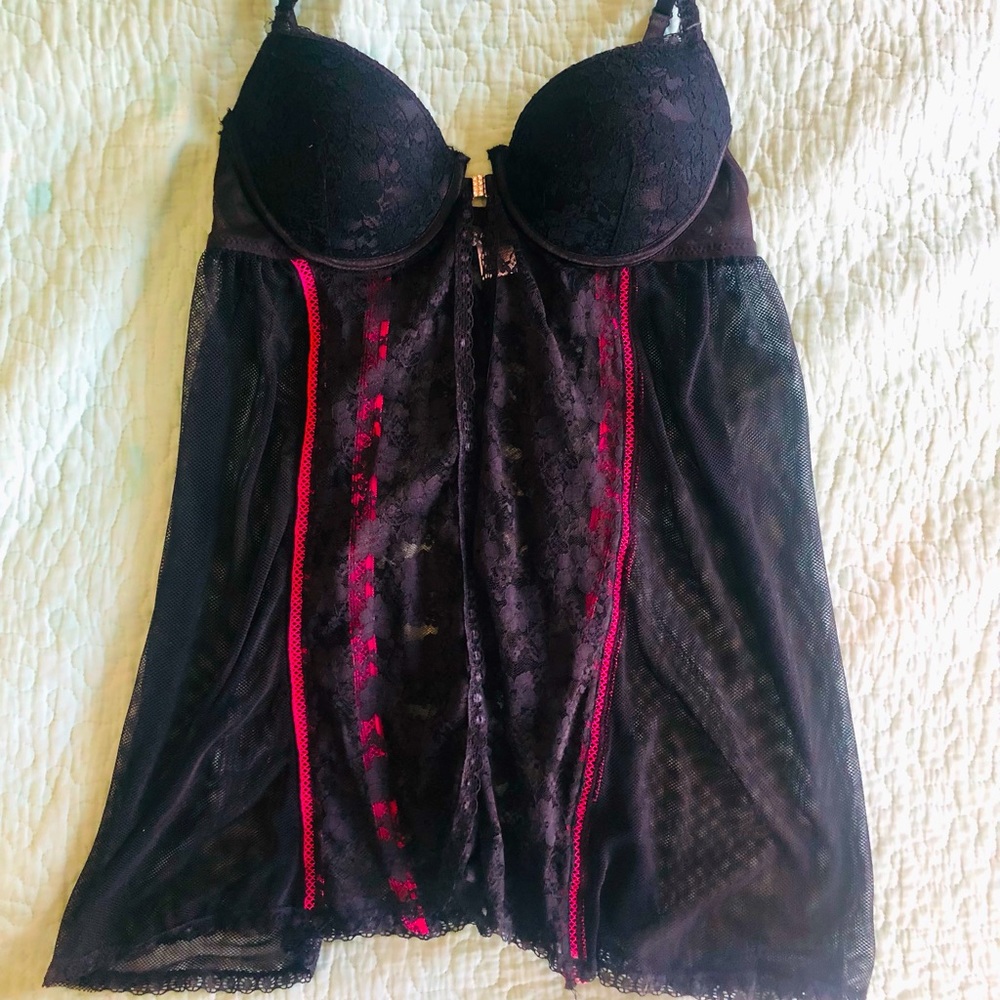 Fishnet lace baby doll lingerie